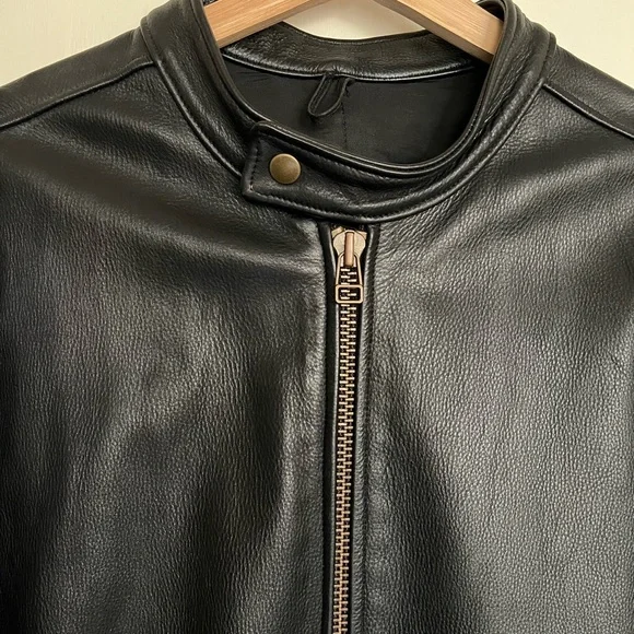 Roots leather jacket. Made from thick cowhide, and brass/steel hardware. - Picture 9 of 9